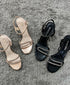 Shimmer Buckle Strap Heel